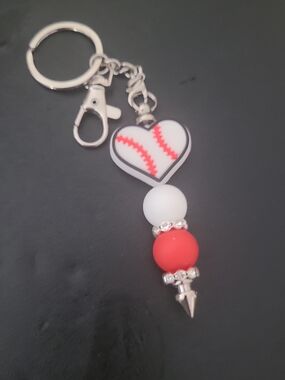 Handmade Heart Baseball Keychain